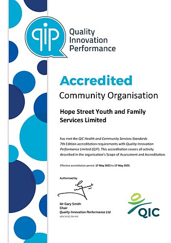 QIP Accredited Organisation Certificate - QIC Health and Community Services Standards 7th Ed